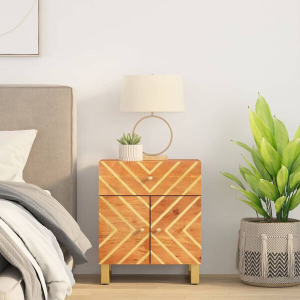 vidaXL Bedside Cabinet Brown and Black 50x33x60 cm Solid Wood Mango