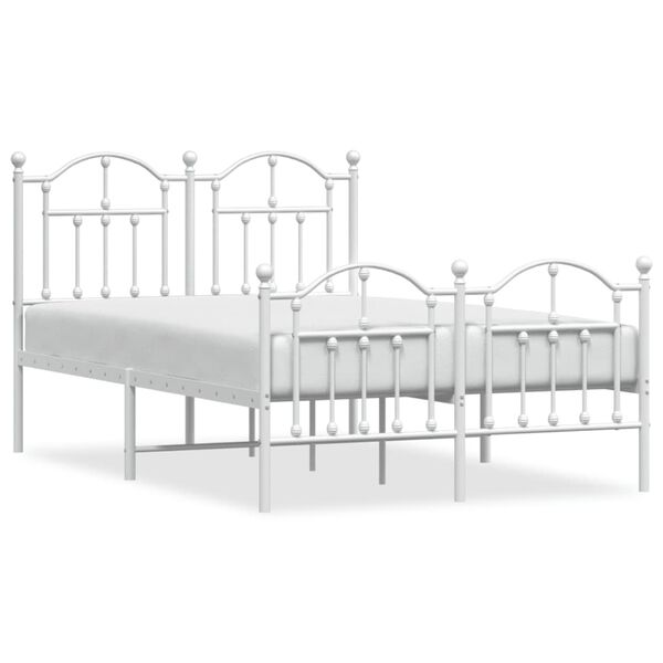 vidaXL Metal Bed Frame without Mattress with Footboard White 120x190cm