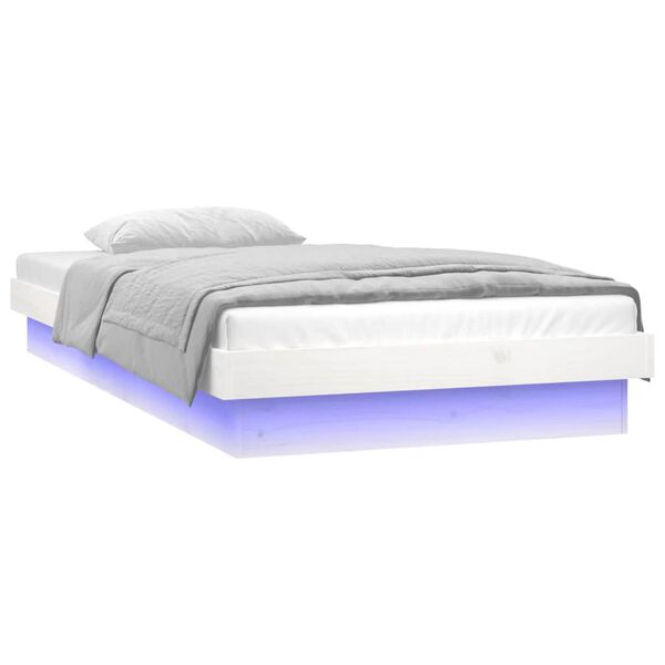 vidaXL LED Bed Frame without Mattress White 100x200 cm Solid Wood