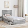 vidaXL Storage Bed with Drawer Grey Sonoma 90 x 190 cm Engineered Wood