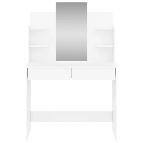 vidaXL Dressing Table with Mirror High Gloss White 96x39x142 cm
