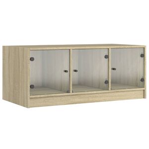 vidaXL Coffee Table with Glass Doors Sonoma Oak 102x50x42 cm