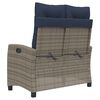 vidaXL Reclining Garden Bench with Cushions Grey Poly Rattan