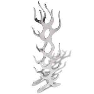 vidaXL Wine Rack Flame Shape Aluminium Silver 9 Bottles