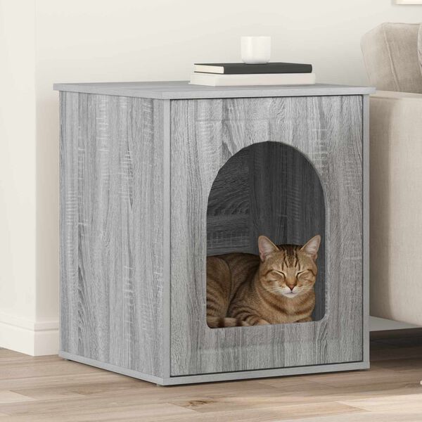 vidaXL Cat House Grey Sonoma 53 x 52 x 62 cm Engineered Wood