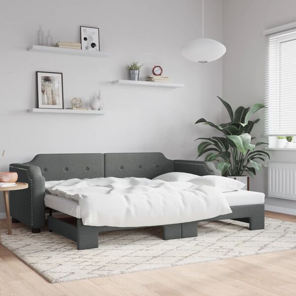 vidaXL Daybed with Trundle without Mattress Dark Grey 90x190 cm Single