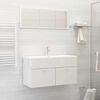 vidaXL 2 Piece Bathroom Furniture Set High Gloss White Engineered Wood