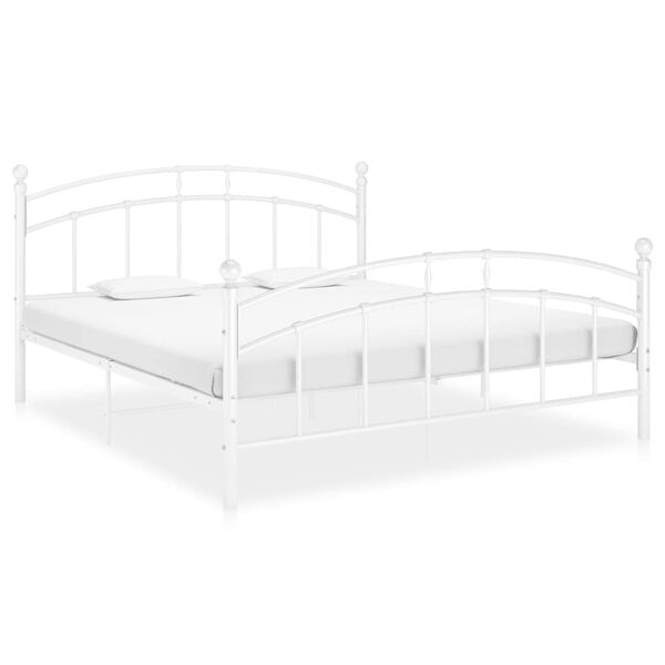 vidaXL Bed Frame without Mattress White Metal 140x200 cm
