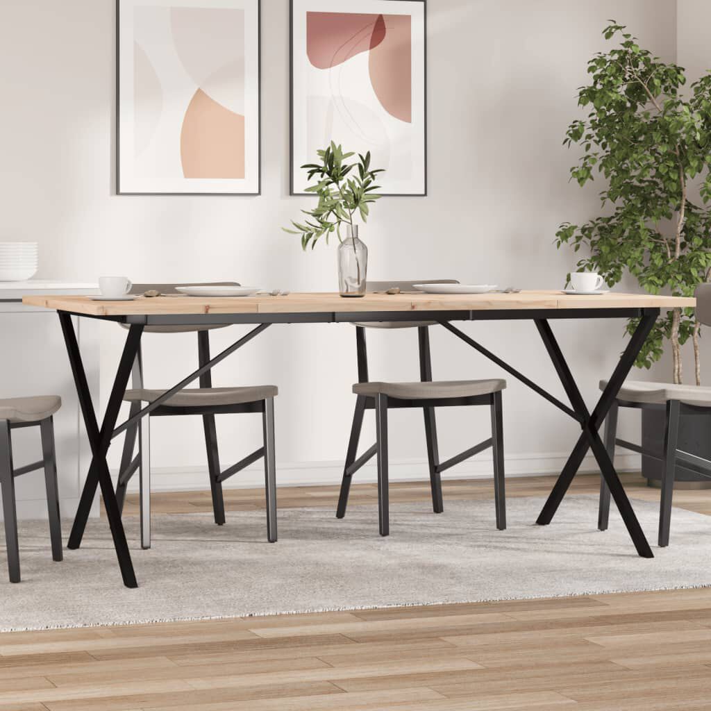 vidaXL Dining Table X Frame 180x90x75.5 cm Solid Wood Pine and Steel