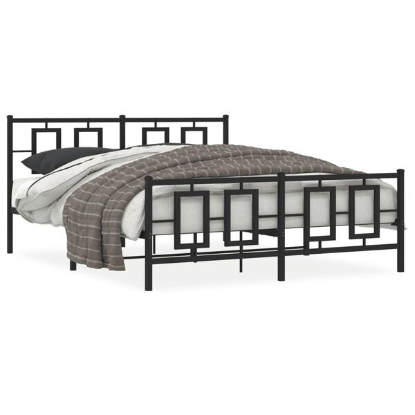 vidaXL Metal Bed Frame without Mattress with Footboard Black 160x200cm