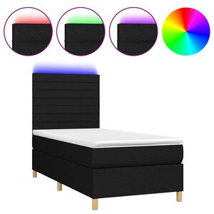 vidaXL Box Spring Bed with Mattress&LED Black 80x200 cm Fabric