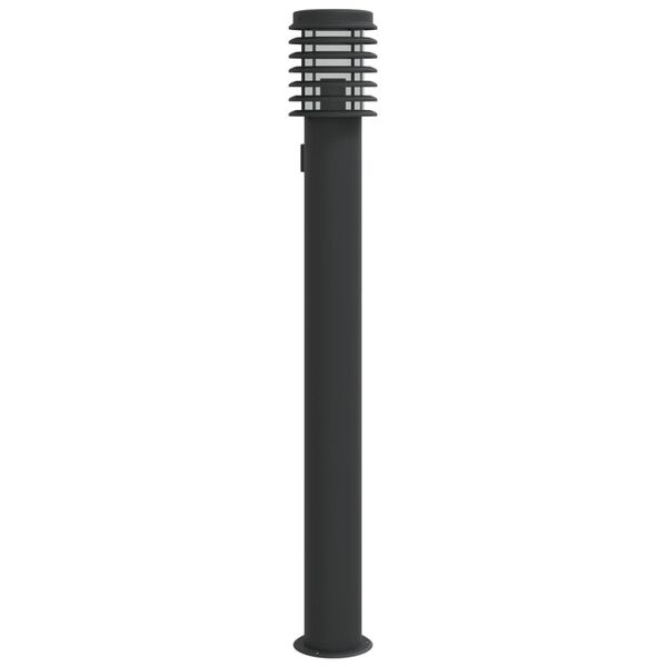 vidaXL Outdoor Floor Lamp with Outlet Black 110cm Stainless Steel