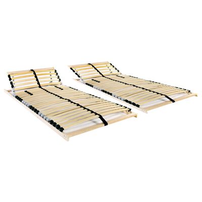 vidaXL Slatted Bed Bases 2 pcs with 28 Slats 7 Zones 80x200 cm