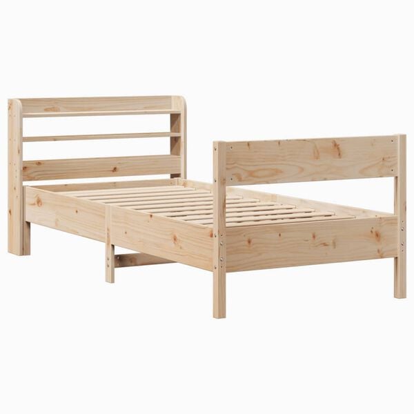 vidaXL Bed Frame without Mattress 75x190 cm Small Single Solid Wood Pine