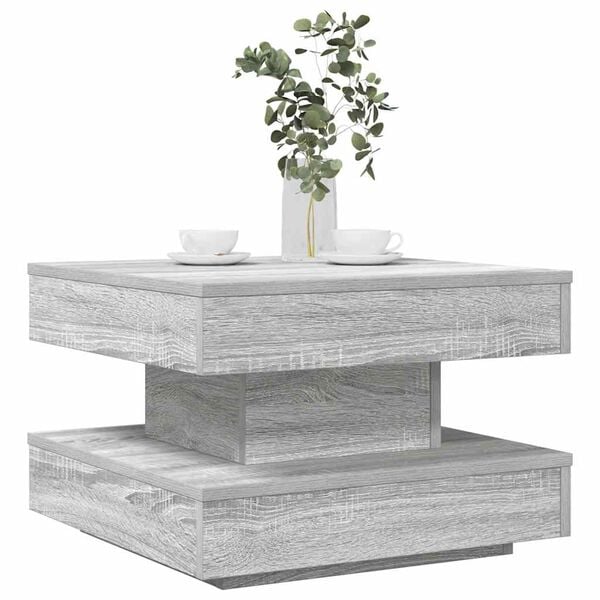 vidaXL Coffee Table 360-Degree Rotatable Grey Sonoma 50x50x34.5 cm