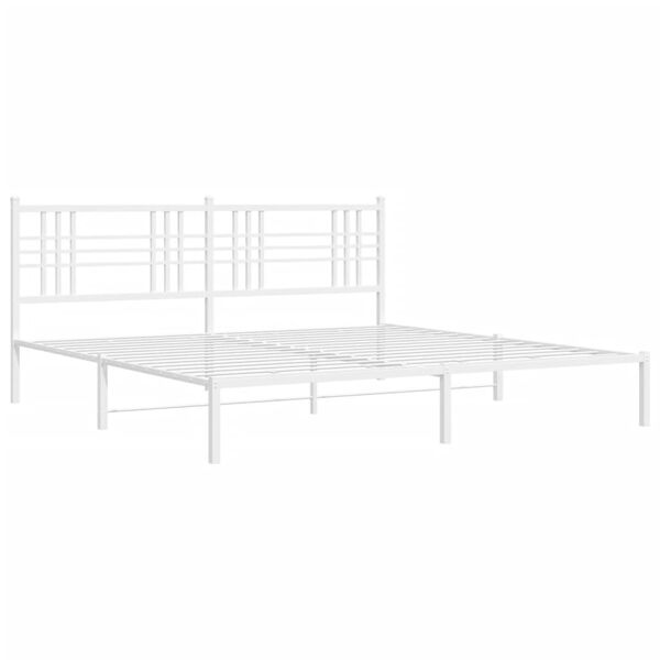vidaXL Metal Bed Frame without Mattress with Headboard White 183x213cm