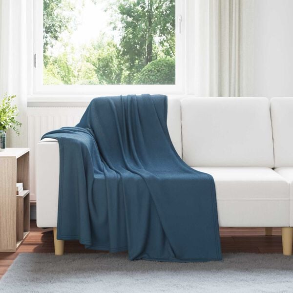 vidaXL Throw Blanket Navy Blue 170 x 130 cm Fleece
