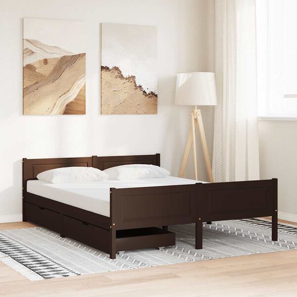vidaXL Bed Frame without Mattress Dark Brown 140x200 cm Solid Wood