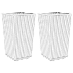 vidaXL Garden Planters 2 pcs White 32.5x32.5x57 cm PP