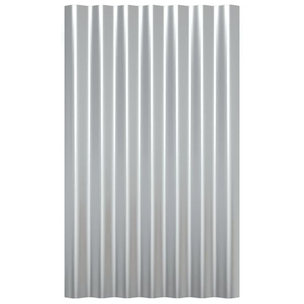 vidaXL Roof Panels 36 pcs Galvanised Steel Silver 60x36 cm