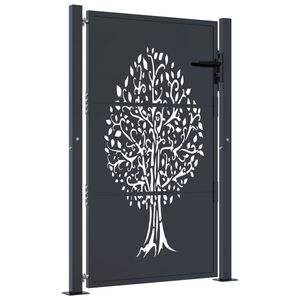 vidaXL Garden Gate Anthracite 100x125 cm Steel Tree Design