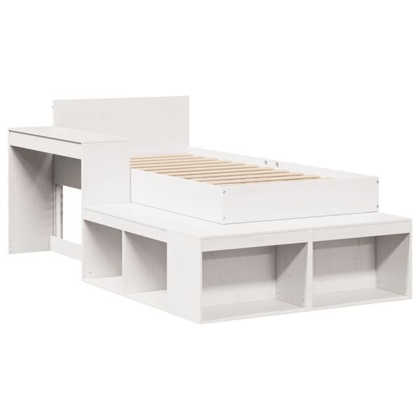 vidaXL Bed Frame without Mattress White 75x190 cm Small Single Solid Wood Pine