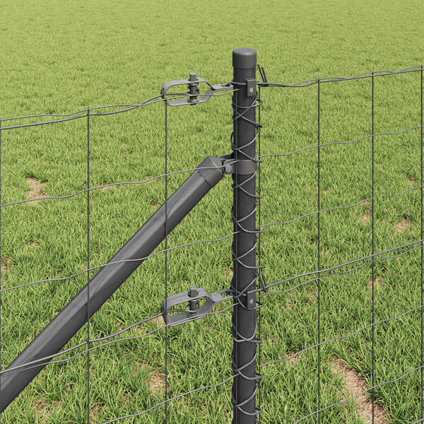 vidaXL Fence with Posts Grey 0.4 x 50 m Steel
