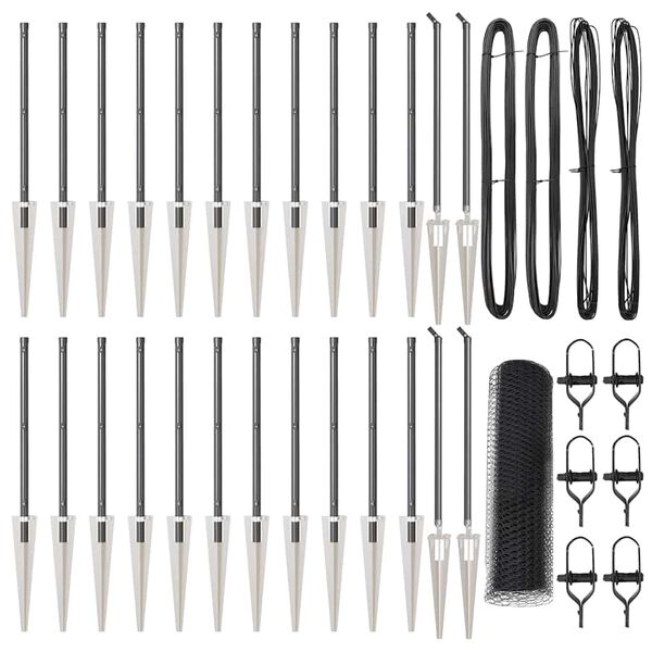 vidaXL Fence Post Grey 50 x 1 m (13 mm mesh) Steel and PVC