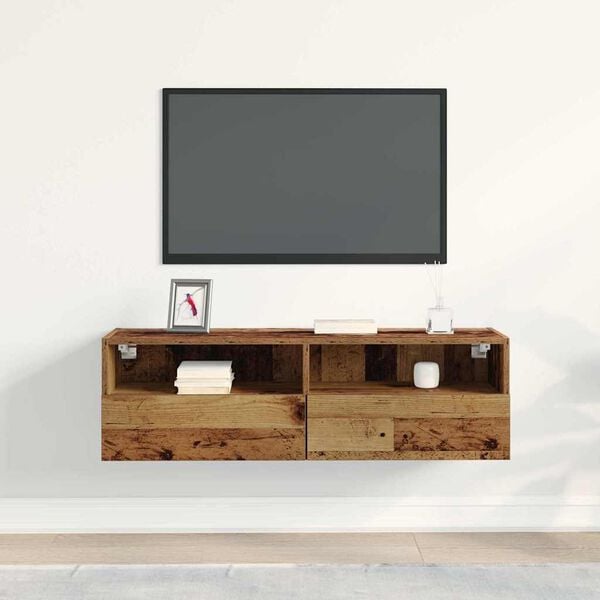 vidaXL TV Wall Cabinet Old wood 100 x 30 x 30 cm Engineered Wood