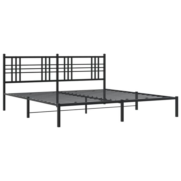 vidaXL Metal Bed Frame without Mattress with Headboard Black 193x203cm
