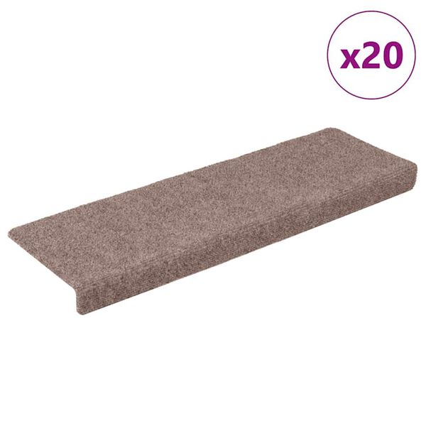 vidaXL Stair Mats Self-adhesive 20 pcs 65x21x4 cm Cream Rectangular Edge