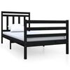 vidaXL Bed Frame without Mattress Black Single Solid Wood