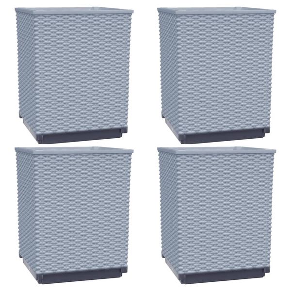 vidaXL Planters 4 pcs Light Grey 30x30x37 cm Polypropylene