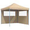 vidaXL Foldable Party Tent Pop-Up with 2 Sidewalls Beige