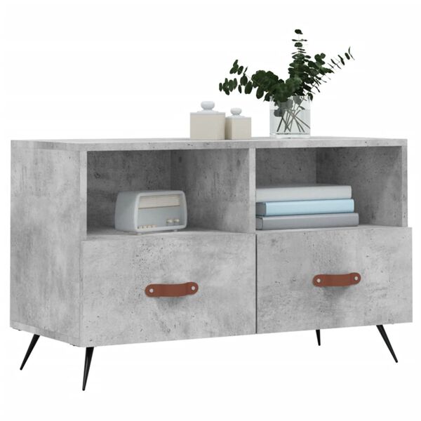 vidaXL TV Cabinet Concrete Grey 80x36x50 cm Engineered Wood