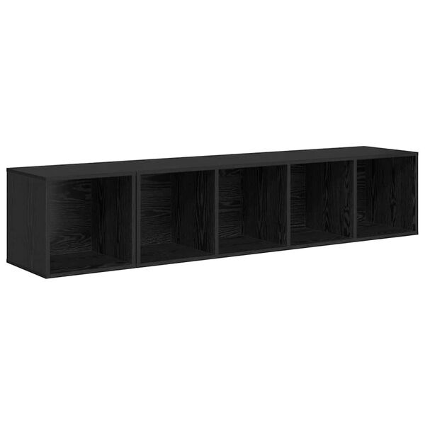 vidaXL TV Cabinet Set Wall-mounted 2 pcs Black Oak Engineered Wood