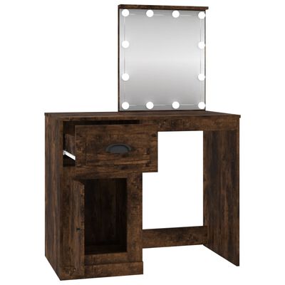 vidaXL Dressing Table with LED Smoked Oak 90x50x132.5 cm Engineered Wood