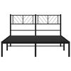 vidaXL Metal Bed Frame without Mattress with Headboard Black 135x190cm