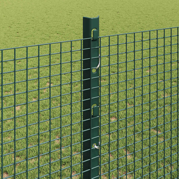 vidaXL Fence with Post Green 1.2 x 50 m Steel and PVC
