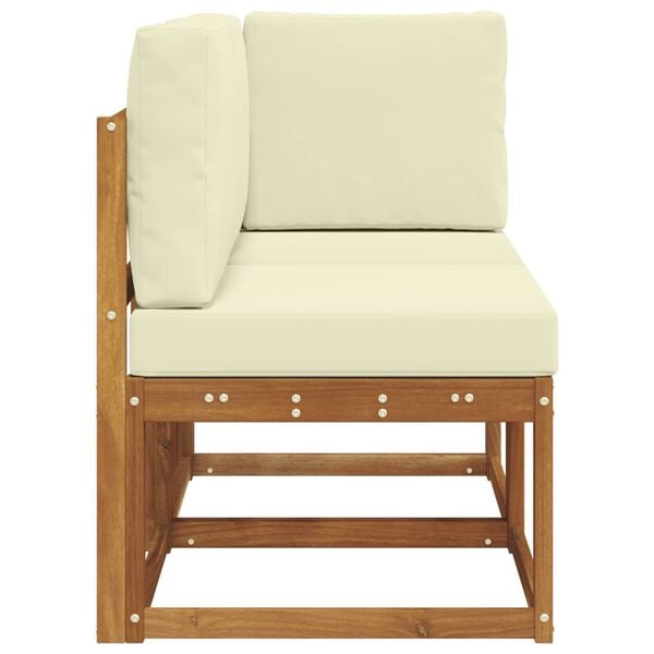 vidaXL Outdoor Middle and Corner Sofa 2 Piece Natural and Cream