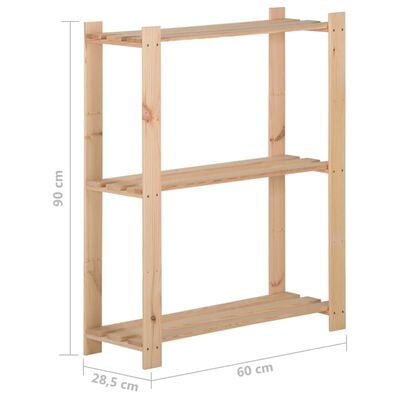 vidaXL 3-Tier Storage Rack 60x28.5x90 cm Solid Pinewood