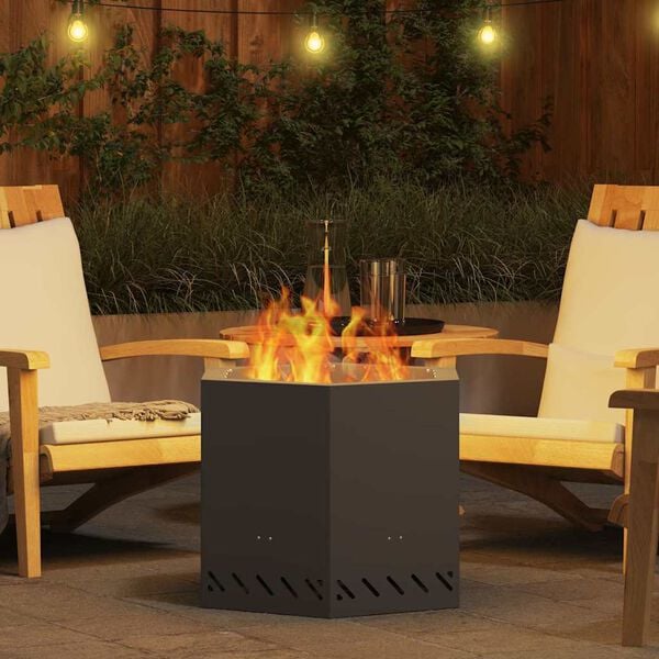 vidaXL Smokeless Fire Pit Black 58 x 58 x 51 cm Steel