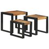vidaXL Nesting Table 3 pcs Solid acacia wood and a metal