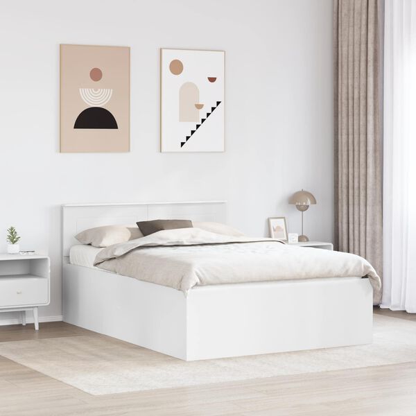vidaXL Bed Frame with Headboard White 160 x 200 cm Engineered Wood
