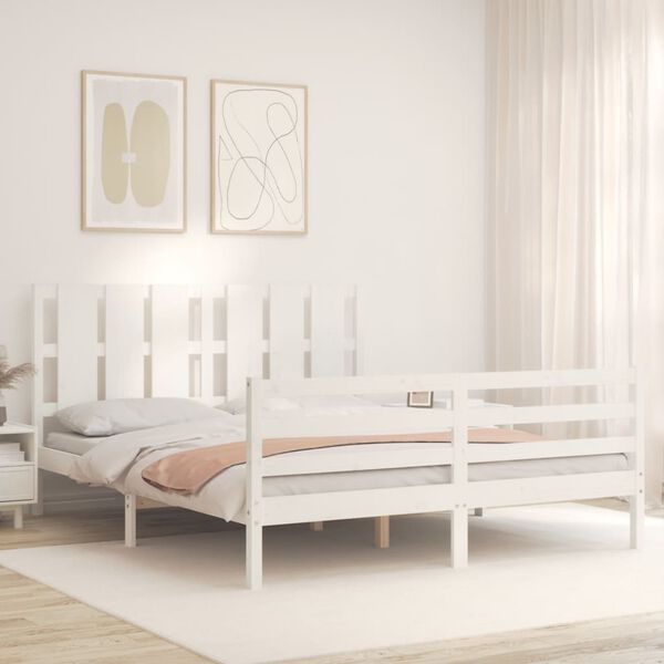 vidaXL Bed Frame without Mattress White 160x200 cm Solid Wood