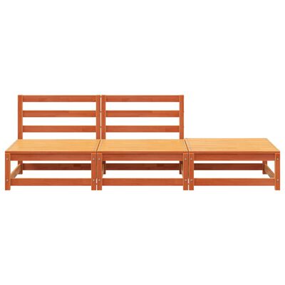 vidaXL Garden Sofa Armless with Footstool Wax Brown Solid Wood Pine