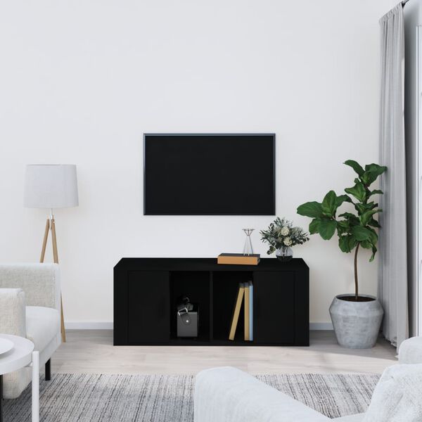 vidaXL TV Cabinet Black 100x35x40 cm Engineered Wood