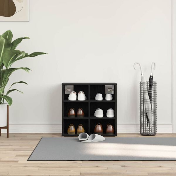 vidaXL Shoe Cabinet Black Oak 52 x 30 x 50.5 cm Engineered Wood