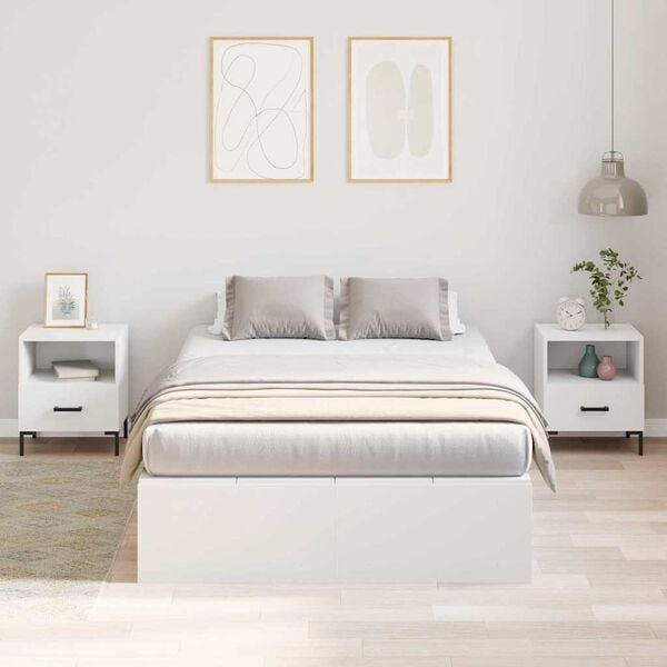 vidaXL Storage Bed Frame White 120 x 200 cm Engineered Wood