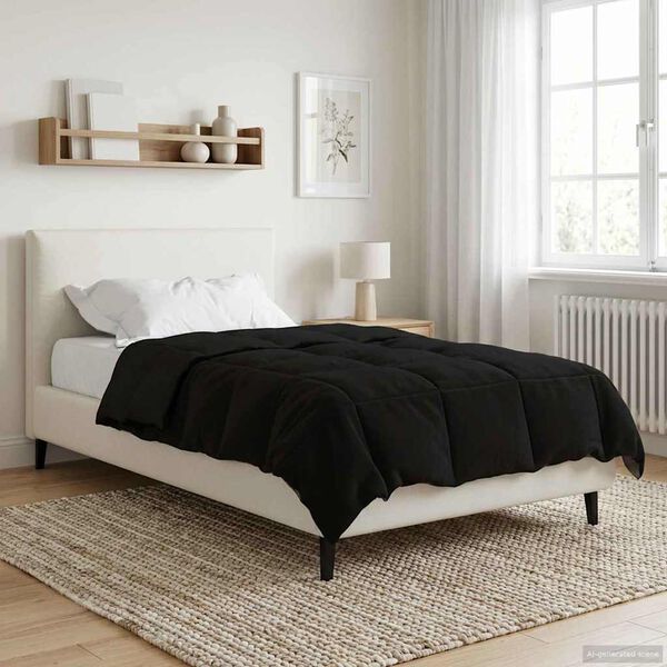 vidaXL Winter Duvet Quilted Black 140 x 220 cm Microfiber
